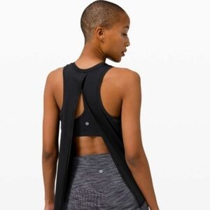 Lululemon 'All tied up' tank black approximately size 8 open back workout copy
